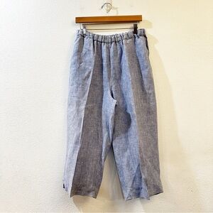 Flax Women's High Waisted Elastic Waist‎ Linen Cropped Pants Size Medium